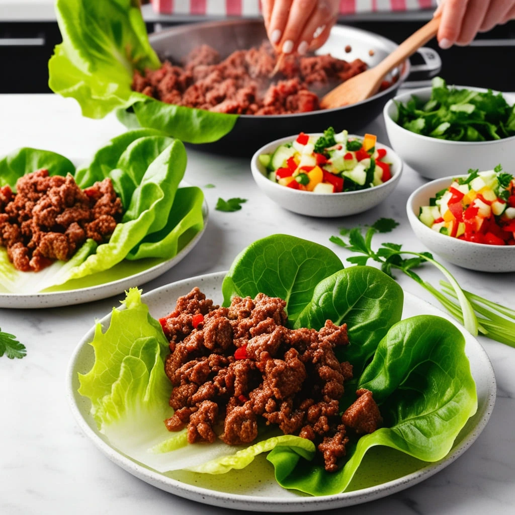 Ground beef lettuce wraps