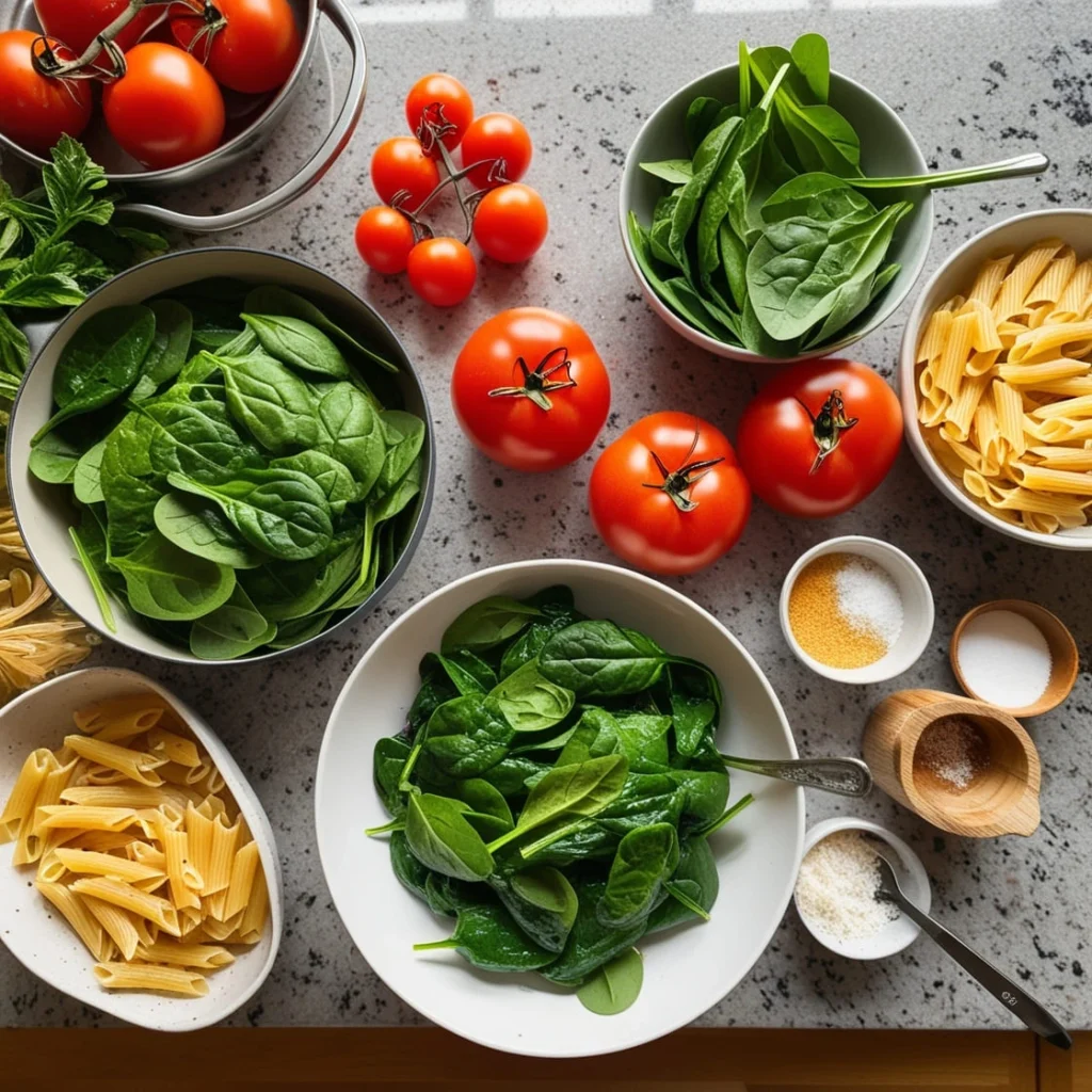 quick spinach tomato pasta recipe