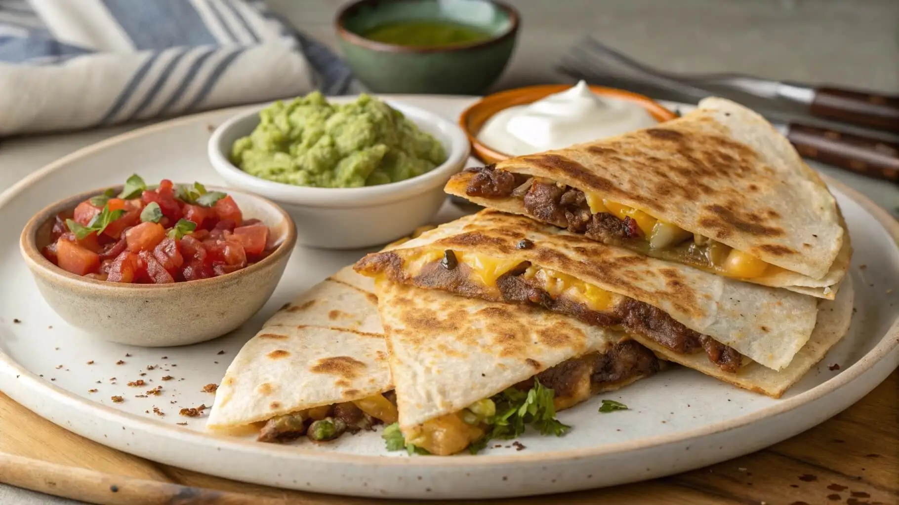 Delicious Homemade Beef Quesadilla with Melted Cheese