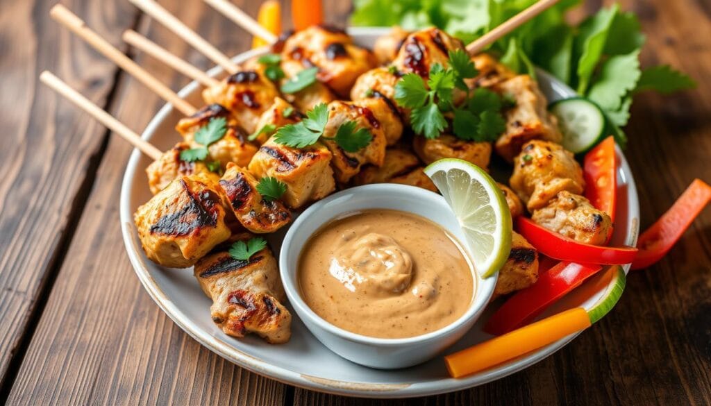 Chicken satay with peanut sauce