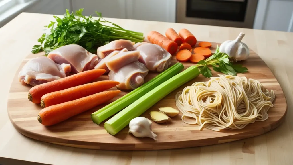 Ginger Chicken Noodle Soup Carrots Celery