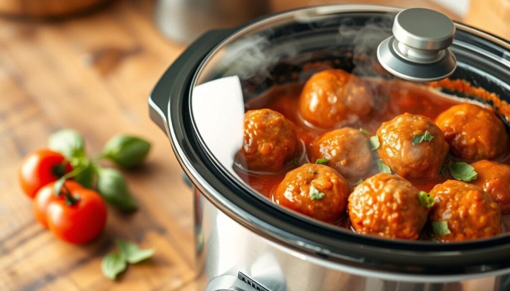 frozen meatballs in the crockpot