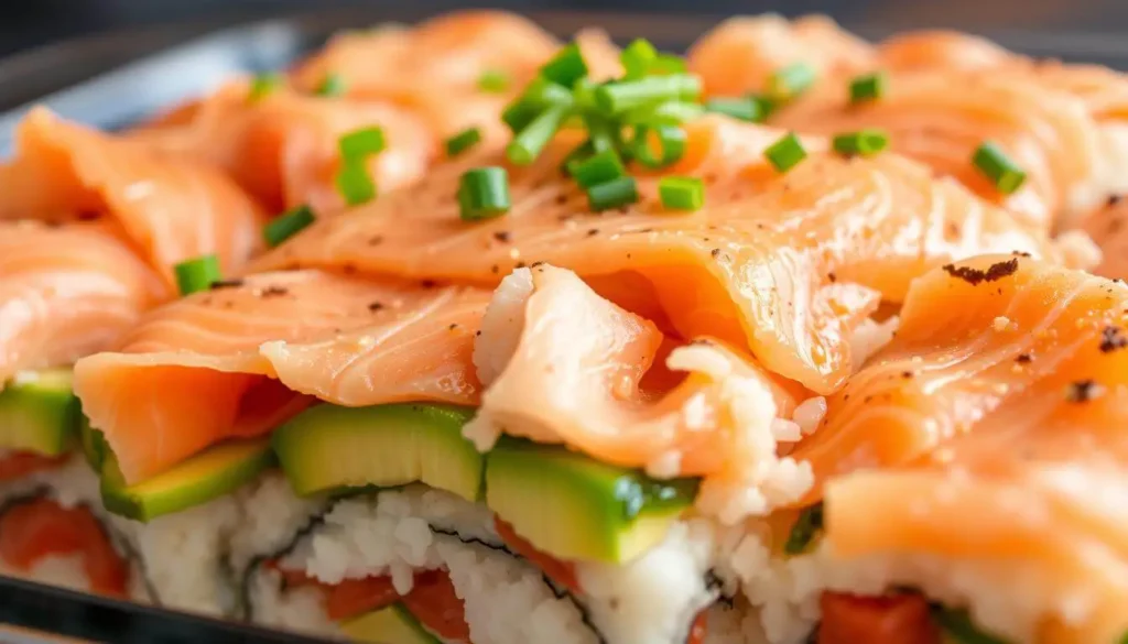 salmon sushi bake