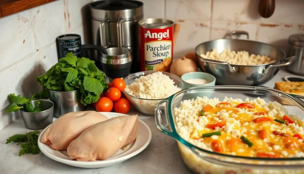 Angel Chicken Rice Casserole Preparation