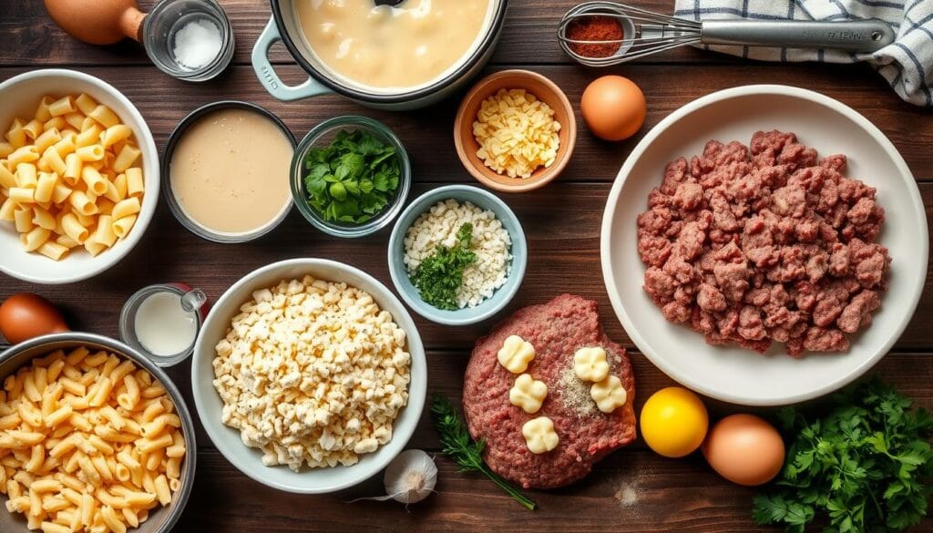 Mac and Cheese Meatloaf Casserole Ingredients