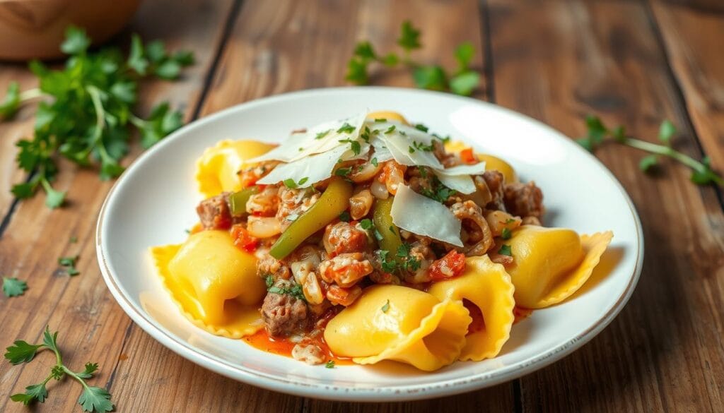 Philly Cheesesteak Tortellini Fusion Dish