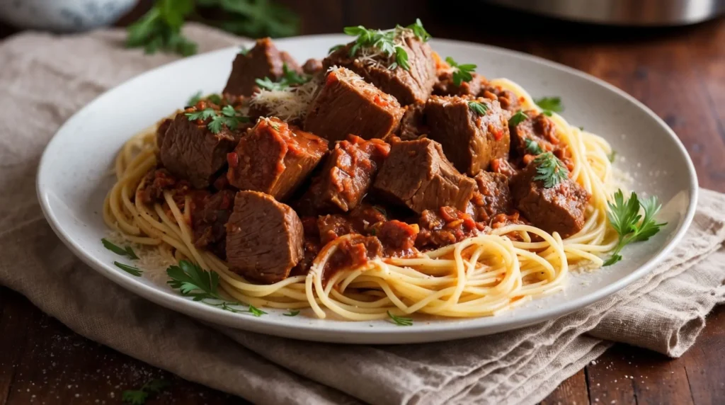 Slow Cooker Beef Pasta Recipe Angel Hair​