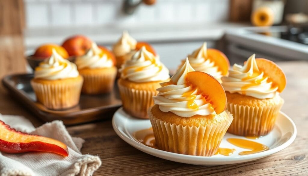 honey peach cream cheese cupcakes