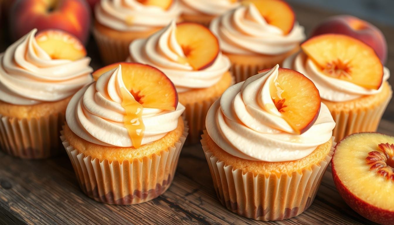 honey peach cream cheese cupcakes