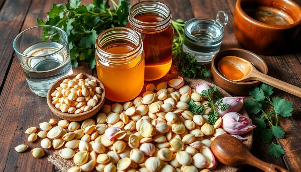 lotus seed honey drink ingredients and tools