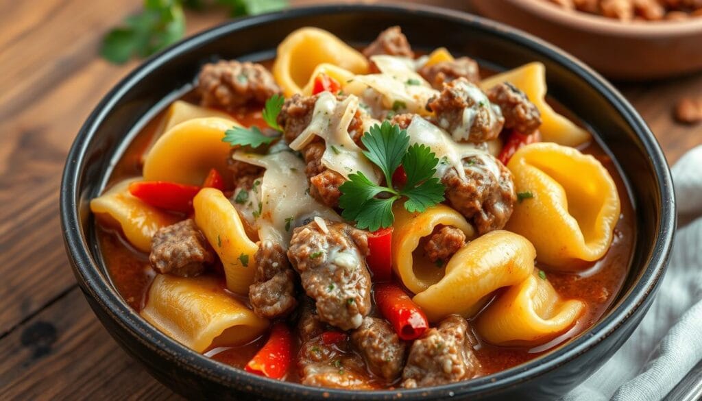 philly cheesesteak tortellini pasta