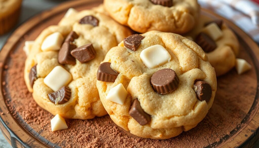 white chocolate reese's cheesecake cookies