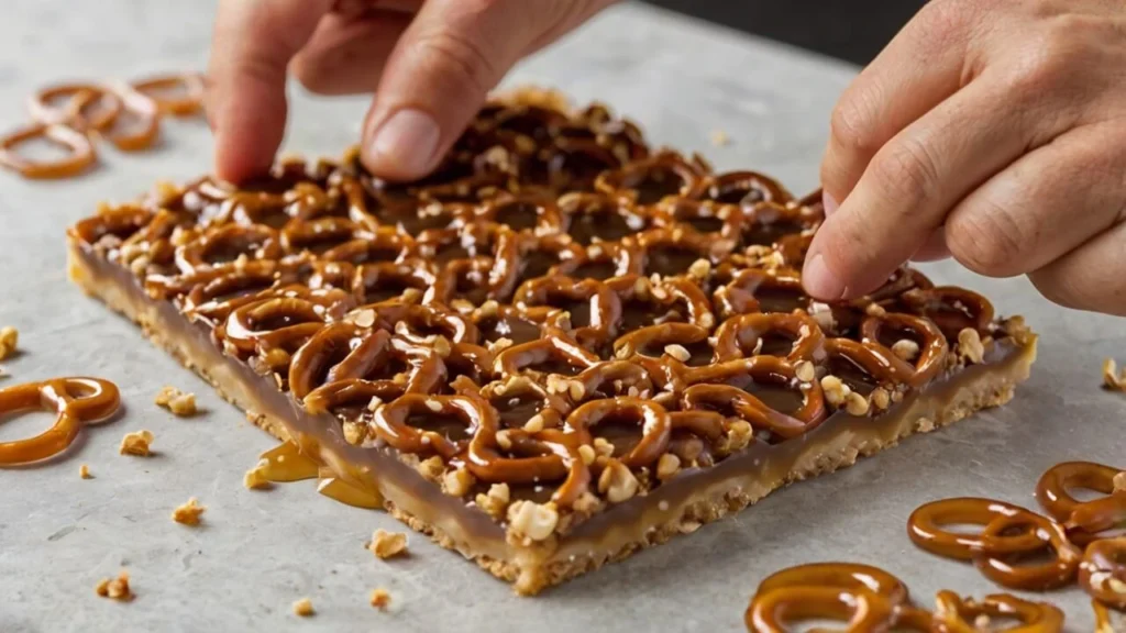 Step-by-Step FOR caramel pretzel crack bars