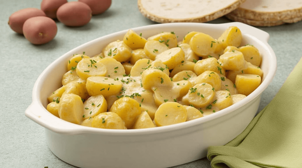 creamy garlic sauce baby potatoes recipe