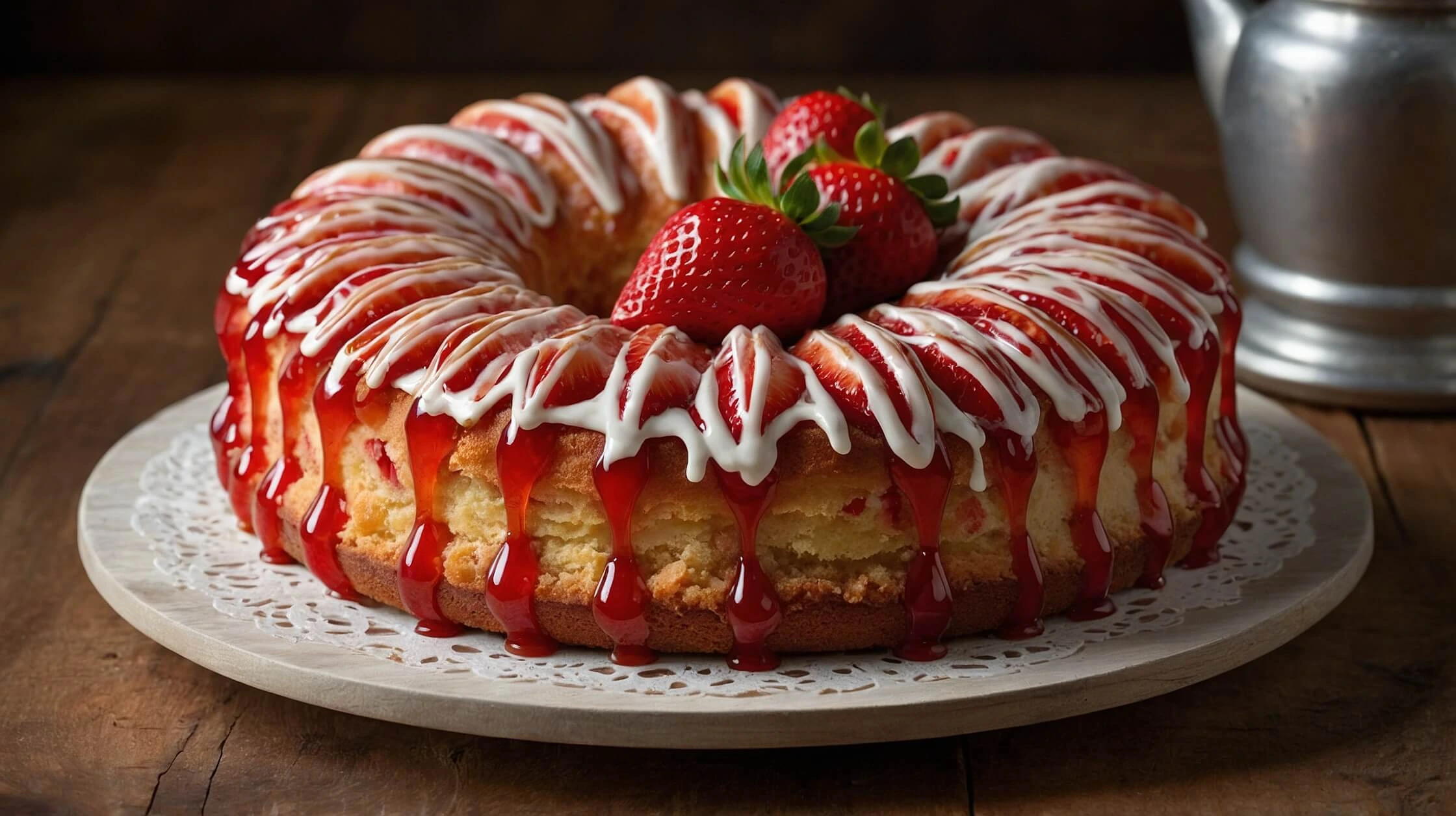 Strawberry Honeybun Cake with Glaze