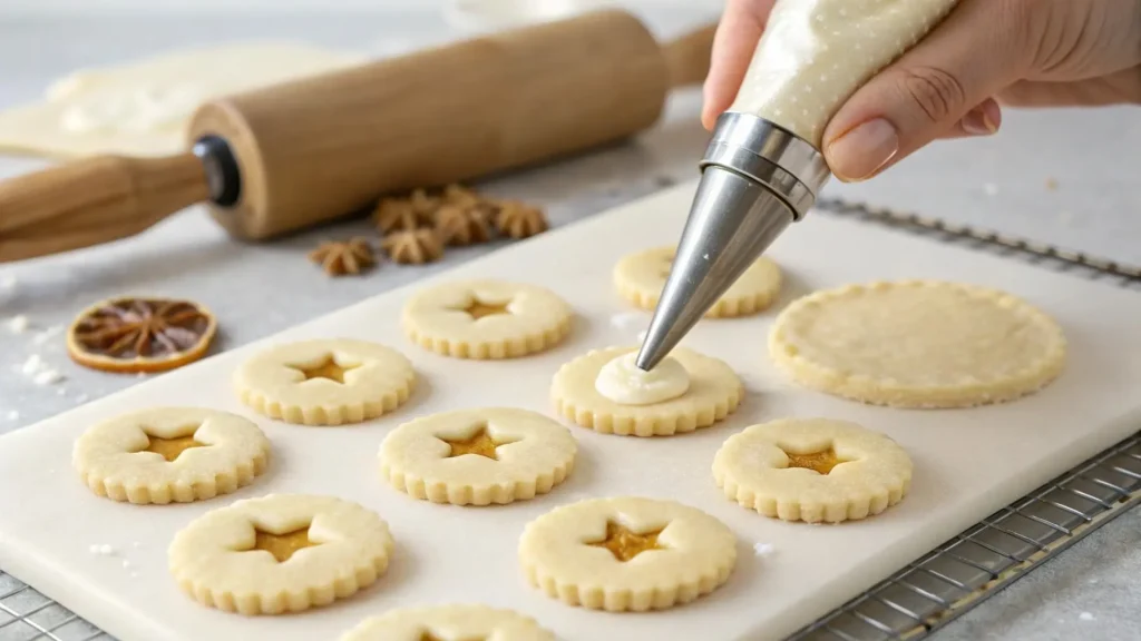 Assembling Your Cheesecake Stuffed Churro Cookies